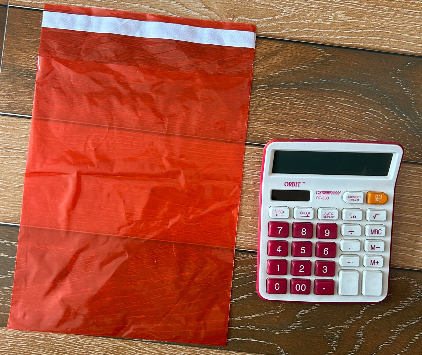 8” x 10” + 1.5” flap Courier bag transparent red