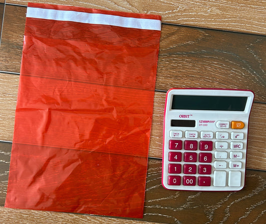 8” x 10” + 1.5” flap Courier bag transparent red
